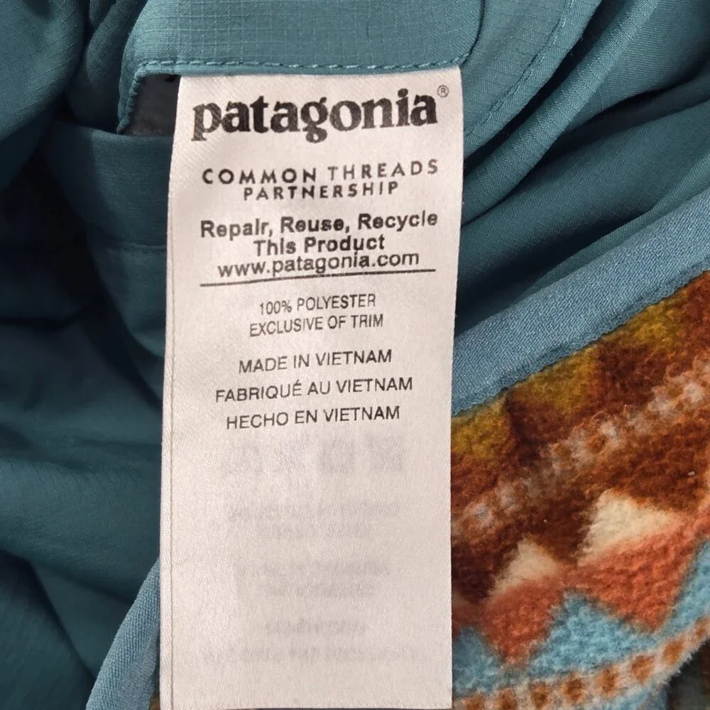 Patagonia Women's Pullover, Reversible Fleece/Windbreaker, Med/Lg, Brown/Aqua - Picture 7 of 8